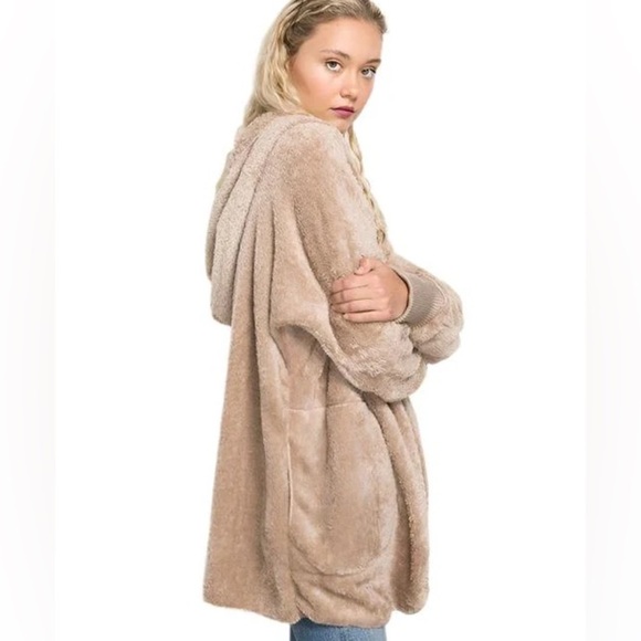 Hem & Thread fuzzy knit open front hooded cardigan sweater - Picture 2 of 8